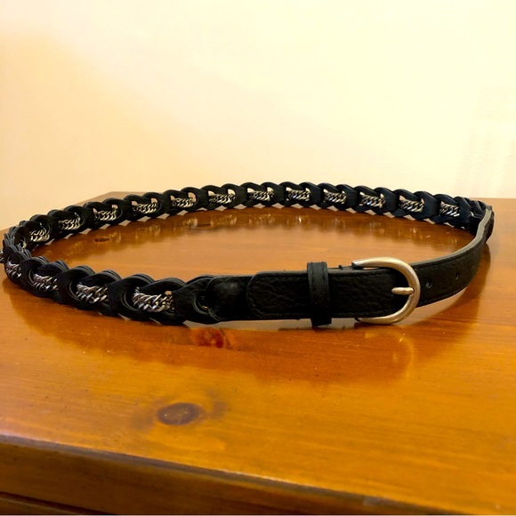 Black Leather and Chain Belt - Picture 2 of 2